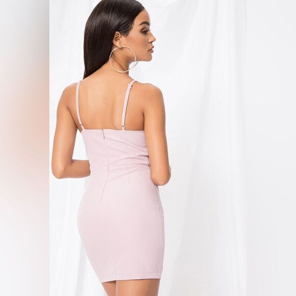 Superdown Mauve Bodycon Mini Dress Small Pink Spaghetti Strap Revolve Cocktail - Picture 9 of 9